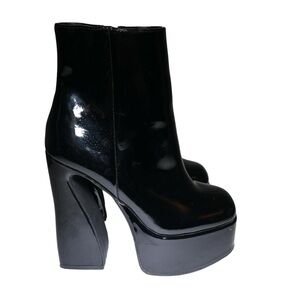 Madden girl black patent leather bootie